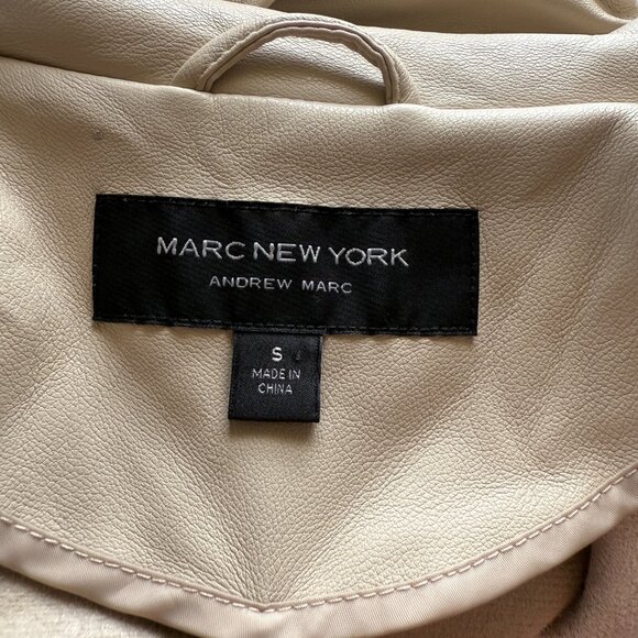 Marc New York knee length beige collared sleeveless belted open jacket vest S - Picture 8 of 11